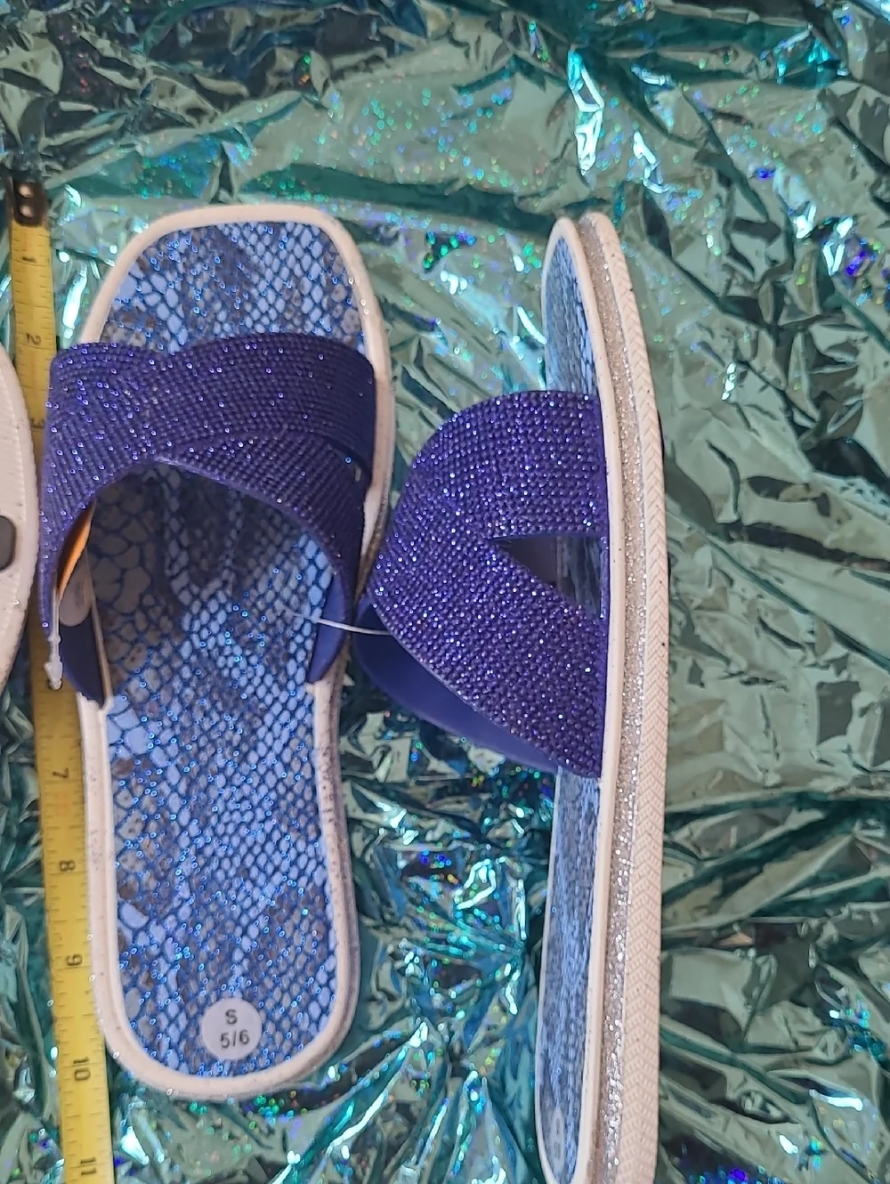 Women's Slide Sandals with Sparkle Strap - Bundle